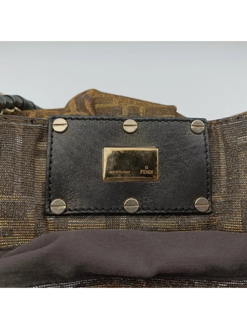 Fendi Mia Gold Fabric Shoulder Bag